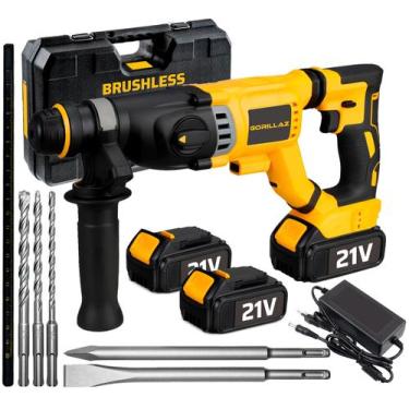 Imagem de Kit Martelete Sem Fio Com 2 Baterias 21v + 4 Brocas 28mm - Gorillaz