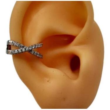 Imagem de Piercing Argola Falso Fake Pedra Zirconia - Prata - De Castro Joias