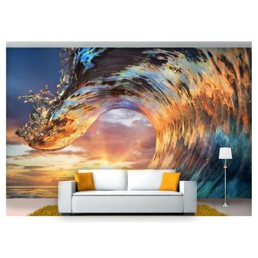 Imagem de Papel De Parede Praia Mar Onda Sol Tubo 3D Npr222