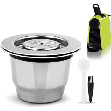 Imagem de Cápsula reutilizável de aço inoxidável recarregável com tampa reutilizável compatível com máquinas Nespre*so