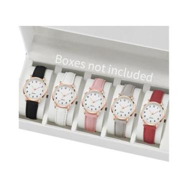 Imagem de Relógio de quartzo árabe feminino, pulseira de couro, analógico, casua