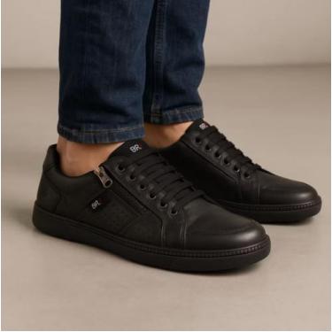 Imagem de Sapatênis Masculino Com Zíper Lateral De Couro - BR2, Marrom, 39