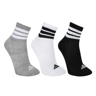 Imagem de Kit Meia Adidas Mid - 3 Pares, Cinza, Preto, P