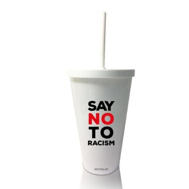 Imagem de Kit 4 Copos Com Tampa E Canudo Branco Say No