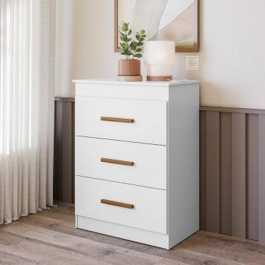 Imagem de Cômoda Ternura Flex para Quarto Infantil 3 Gavetas Branco/Marrom