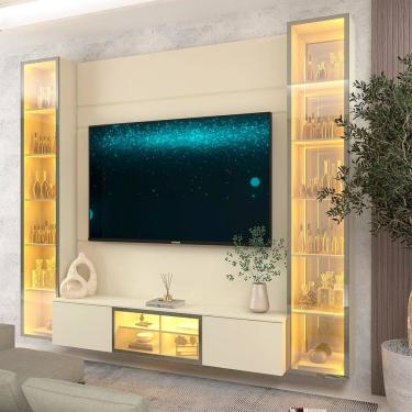 Imagem de Estante para Tv 75 Polegadas 100% Mdf com Led 230cm e Porta Reflecta Luminare Off White