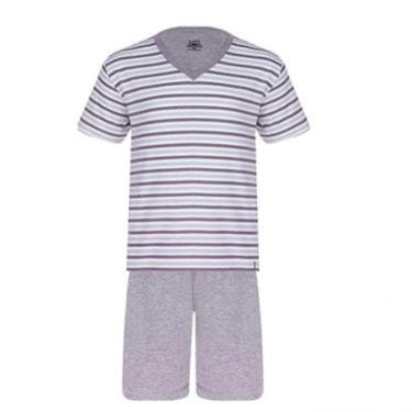 Imagem de Pijama Curto Lupo Masculino Adulto Listrado Algodão-Masculino