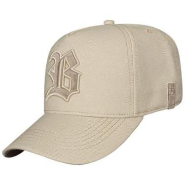Imagem de Boné Blck Aba Curva Snapback Bege Homem Logo Contorno Veludo-Masculino