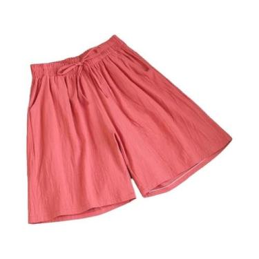 Imagem de Shorts De Algodão De Cintura Alta Para Mulheres, Casual De Verão, Cort