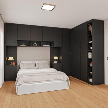 Imagem de Guarda-roupa Modulado de Canto 11 Portas 7 Peças Hera Cabecasa Madeira