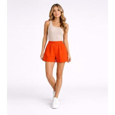 Imagem de Shorts Feminino Cós Com Elástico Infinita Cor Laranja, GG, Laranja
