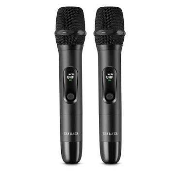 Imagem de Microfone sem Fio Aiwa Aws-mic-01 Duplo Dinâmico com 10hrs de Bateria,