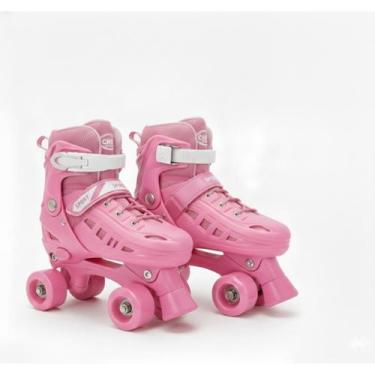 Imagem de Patins Roller 4 rodas Infantil Quad Rosa Azul Tamanho Ajustável - NoBr