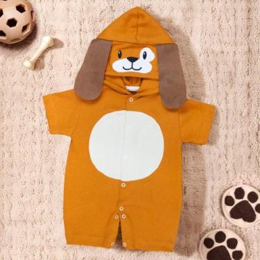 Imagem de Macacão Curto Capuz Bichinho Cão Caramelo para Bebê Menino - Era Uma V