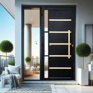 Imagem de Porta de Aluminio Pivotante Lambril 210x100cm com Puxador Super Miragg