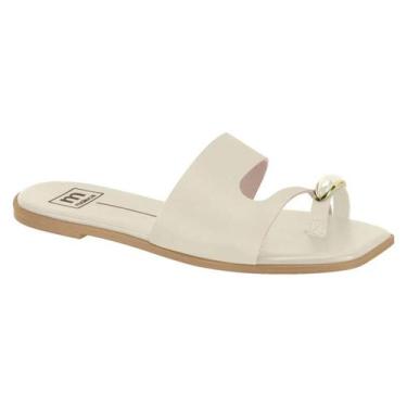 Imagem de Rasteira Feminina Moleca Bico Quadrado Pedra Original -, Branco off, 3