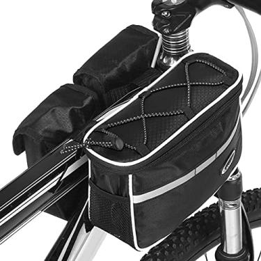 Imagem de Bolsa de bicicleta de ciclismo com capa de chuva à prova d'água com armação frontal de bicicleta de montanha(Preto)