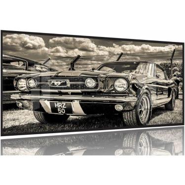 Imagem de Quadro Decorativo Carro Retro 3 partes 130x60 Moldura Preta 2x2