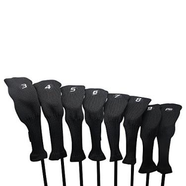 Imagem de Majek Golf Capa de Taco de Golfe Neoprene Preta para Híbridos 3, 4, 5, 6, 7, 8, 9 e PW