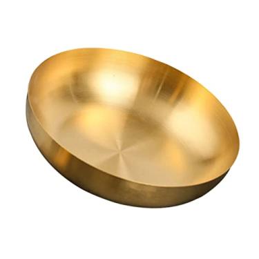 Imagem de Hemoton Tigela de mistura de aço inoxidável 23,9 cm tigela de macarrão de ramen japonês tigela de sopa de metal dourado tigela de servir salada para frutas Udon Soba Pho macarrão asiático