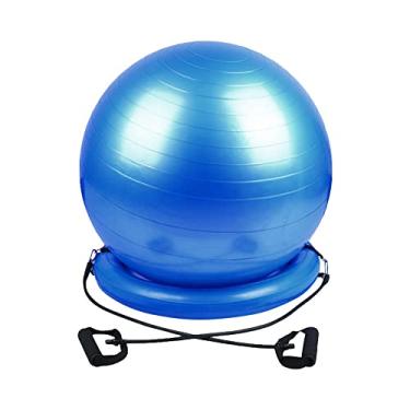 Imagem de Bolas De Ioga Com Bandas De Resistência 65Cm Esportes Pilates Fitness Bola Equilíbrio Fitball Exercício Treino Bola De Massagem,Blue
