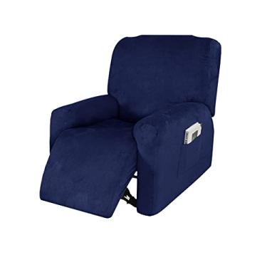 Imagem de Kiboule Capa de sofá reclinável à prova d'água de 4 peças separadas capa de cadeira de camurça para casa quarto sala de estar capa para sofá com bolso lateral apenas capa