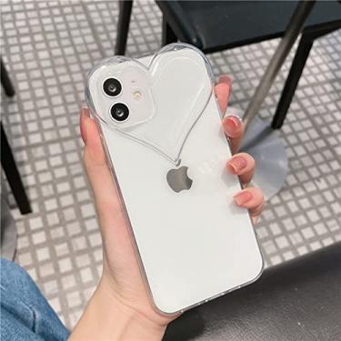 Imagem de Capa de telefone de coração doce bonito amor para iphone 11 12 pro xs max x xr se 7 8 plus brilhante capa traseira macia, transparente, para iphone 12