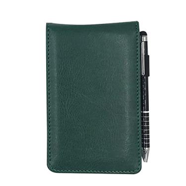 Imagem de Caderno de couro pequeno bolso A7 bloco de notas diário com caneta de metal Stylus para viagens de trabalho de escritório de negócios, verde