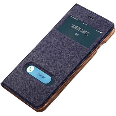 Imagem de HAODEE Capa de telefone flip para Apple iPhone SE 2 Nd 4,7 polegadas, capa de telefone de couro pode atender chamadas rapidamente, com recursos de suporte (cor: azul)