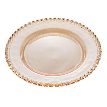 Imagem de Prato Raso de Cristal Coração Âmbar Metalizado 28cm Lyor
