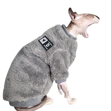 Imagem de DUOMASUMI Suéter quente para animais de estimação, roupas para gatos Sphynx, moda, macio, confortável, espesso, inverno, esfinge, roupas para gatos sem pelos (GG)