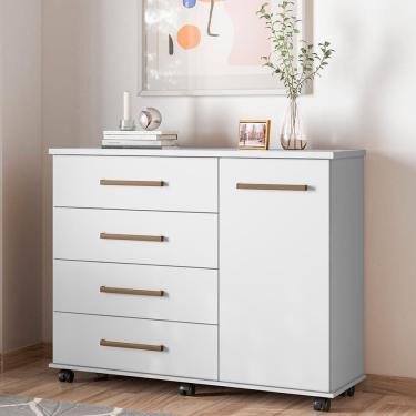 Imagem de Cômoda Flora 4 Gavetas E 1 Porta 4130 Demóbile Branco