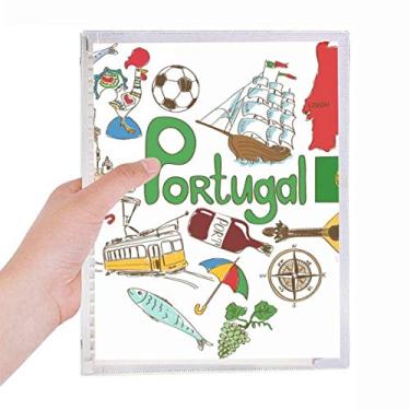 Imagem de Caderno com bandeira nacional de Portugal Love Heart Landscap diário de folhas soltas recarregável, papelaria