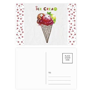 Imagem de Cones de folhas em aquarela, sorvete, Natal, flor de Natal, cartão postal de bênção