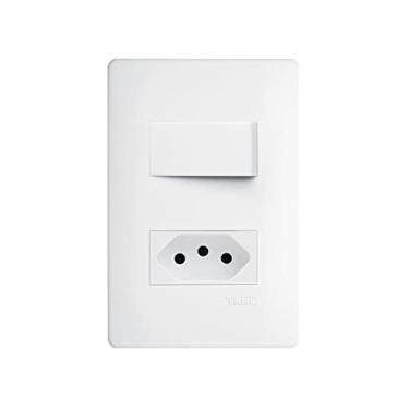 Imagem de Interruptor Habitat 1 Tecla Simples e Tomada 20A Com Placa Fame