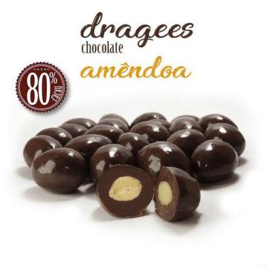 Imagem de Confeito De Amêndoa Com Chocolate 80% Cacau 120G Borússia Chocolates -