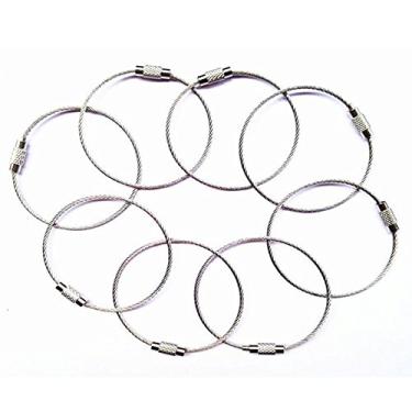 Imagem de 8 chaveiros de aço inoxidável com trava de parafuso para esportes ao ar livre, Prata, 200mm