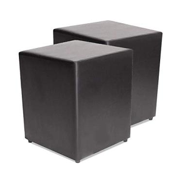 Imagem de Kit com 2 Puff Quadrado Courvin Preto Decorativo 35x35cm BF Colchões