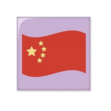 Imagem de Bandeira da China Cinco Estrelas Azulejo de Cerâmica Brilhante Decalque Pedra Adorna de Tijolos Vitrificados