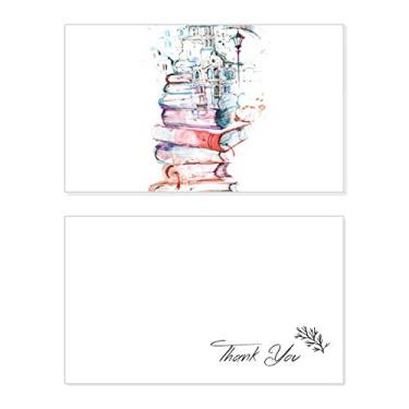 Imagem de Livros Building Street Aquarela Cartão de agradecimento aniversário aniversário saudações casamento agradecimento