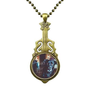 Imagem de DIYthinker Colar com imagem de animal de estimação de cachorro preto, joia antiga com pingente de música