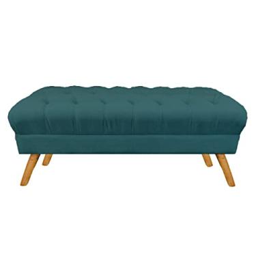 Imagem de Puff Decorativo Retrô Paris Capitonê 1 Metro Pé Palito Suede Azul Turquesa - LM DECOR