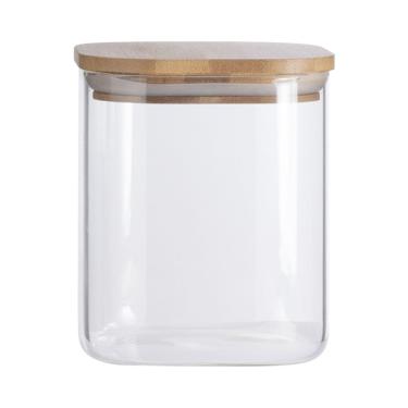 Imagem de Pote de Vidro com Tampa de Bambu Oikos 800ML Hermético Quadrado