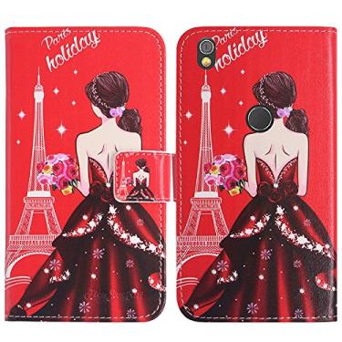 Imagem de TienJueShi Dream Girl Fashion Stand TPU Silicone Book Stand Flip PU Leather Protector Phone Case para Alcatel 3C 2019 6,7 polegadas Gel Cover Etui Wallet