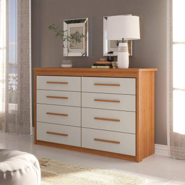Imagem de Cômoda 8 Gavetas 135 X 94,6 Cm Elegance Freijó/Off-White