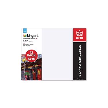 Imagem de KINGART Stretched Canvas for Painting, Pack of 12, 8 x 10 Inches, Blank White Canvases, 100% Cotton, 8 oz Gesso-Primed, Art Supplies for Acrylic Pouring and Oil Painting