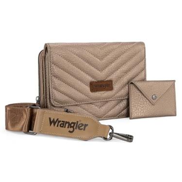 Imagem de Wrangler Bolsa transversal feminina pequena carteira com alça e envelope clutch bolsa feminina de couro, Bronze 3002