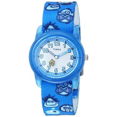 Imagem de Relógio masculino Timex Time Machines analógico com pulseira de tecido elástico, Blue/Monsters