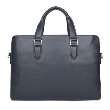 Imagem de Pasta de couro genuíno de 14 polegadas para laptop grande bolsa de couro bolsa de ombro retrô, a