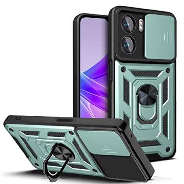 Imagem de Kukoufey Compatível com Oppo A57 A57e 4G Suporte Shell, com capa de lente de câmera deslizante compatível com Oppo A77 5G CPH2339 / A57 4G CPH2387 / A57s CPH2385 / A57 5G Capa verde